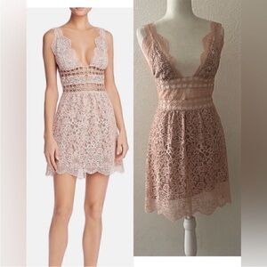 NWT For Love And Lemons Blush Lace Mini Dress